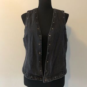 Women’s Garcia “Indigo” Black Denim Vest with Gold Silver Studs size M